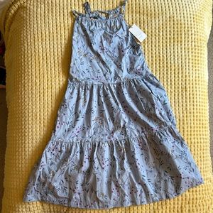 floral unworn mid length dress with adjustable neck